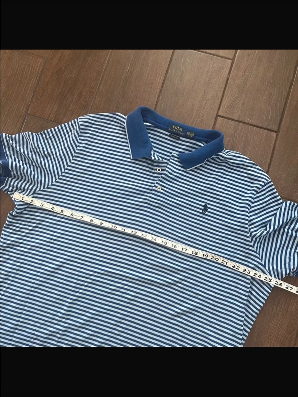 Polo Ralph Lauren Blue and White Striped Polo Classic Fit XXL
